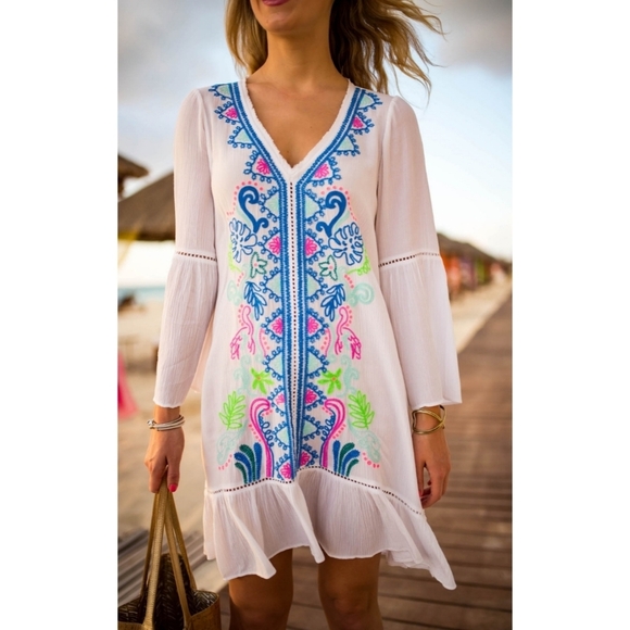 Lilly Pulitzer Other - Lilly Pulitzer Tavvy Embroidered Tunic Dress Swim Coverup XS